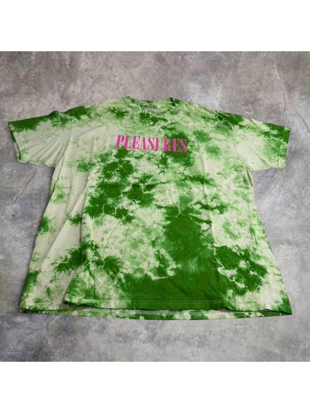 Pleasures Green Tie Dye Logo Graphic T Shirt XL Streetwear Cotton Tee